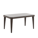 Dellonda DG206  Weather-Resistant Polypropylene/Fibreglass Dining Tables with Tempered Glass Top 150 x 90 x 76cm - Dark Brown