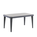 Dellonda DG209  Weather-Resistant Polypropylene/Fibreglass Dining Tables with Tempered Glass Top 150 x 90 x 76cm - Anthracite