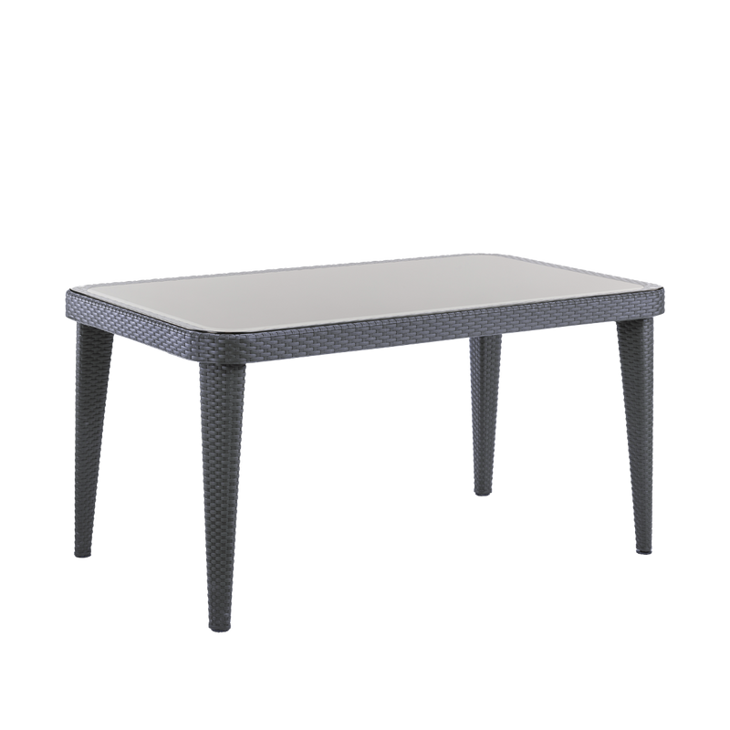 Dellonda DG209  Weather-Resistant Polypropylene/Fibreglass Dining Tables with Tempered Glass Top 150 x 90 x 76cm - Anthracite