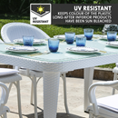 Dellonda DG210  Weather-Resistant Polypropylene/Fibreglass Dining Tables with Tempered Glass Top 150 x 90 x 76cm - Ivory White