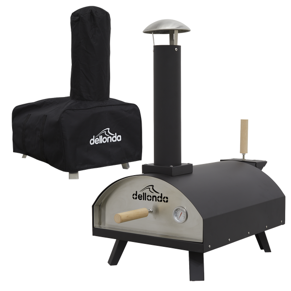 Dellonda DG218  Wood-Fired Pizza Oven, Pizza Peel & Cover 14" - Black