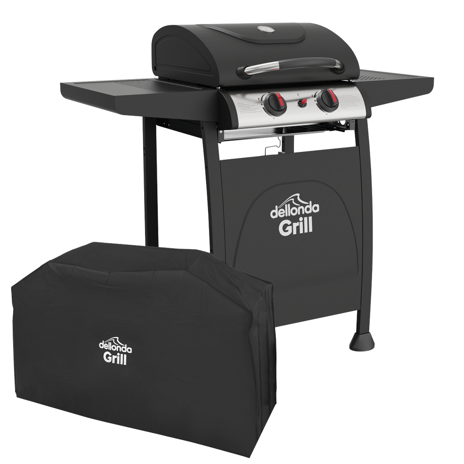 Dellonda DG227  2 Burner Gas BBQ Grill with Piezo Ignition, Thermometer & Cover