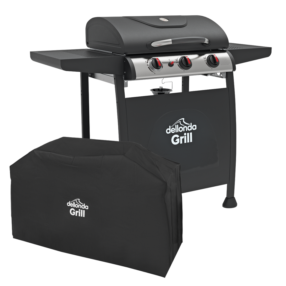 Dellonda DG228  3 Burner Gas BBQ Grill with Piezo Ignition, Thermometer & Cover