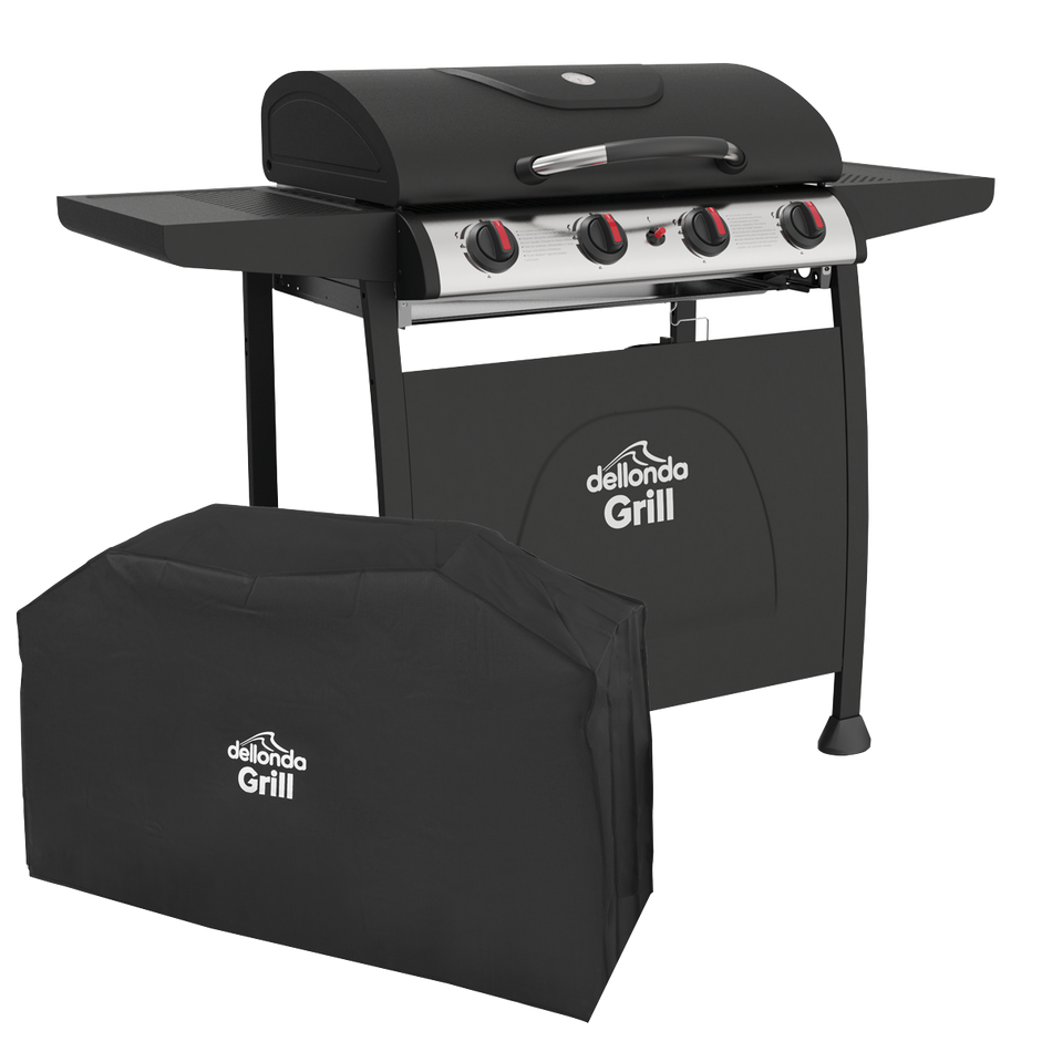 Dellonda DG229  4 Burner Gas BBQ Grill with Piezo Ignition, Thermometer & Cover
