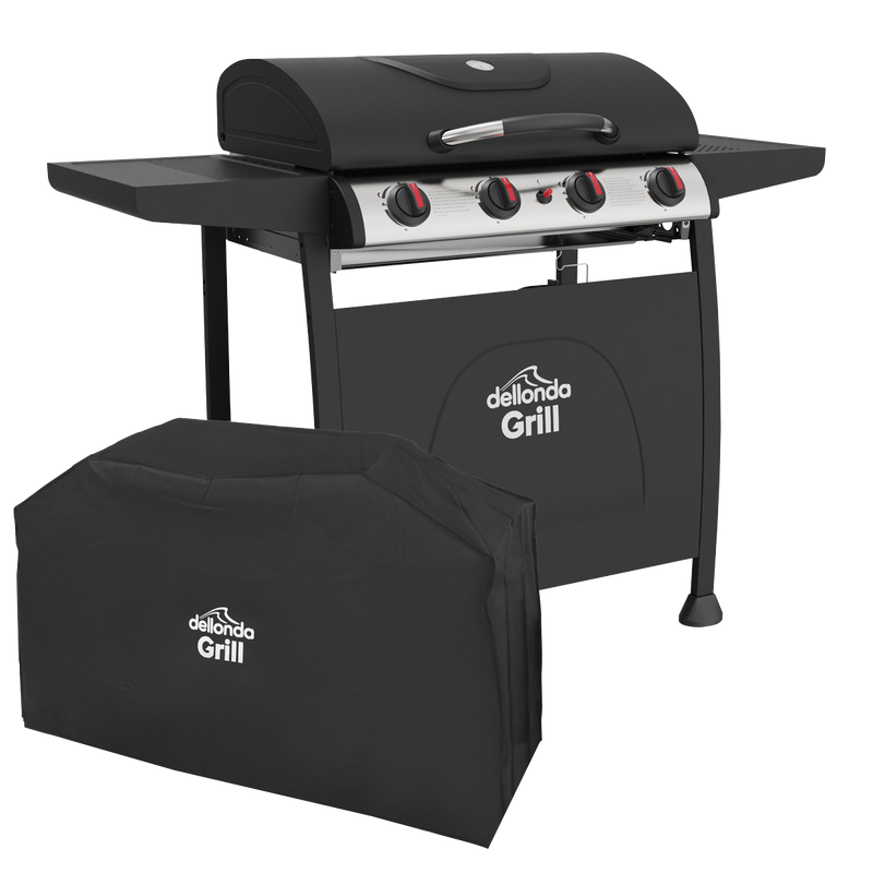 Sealey DG229 Dellonda 4 Burner Gas BBQ Grill with Piezo Ignition, Thermometer & Cover