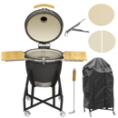 Dellonda DG236  Deluxe 22"(56cm) Ceramic Kamado Style BBQ, Cover, Grid Gripper, Heat Deflector & Heat Deflector Support