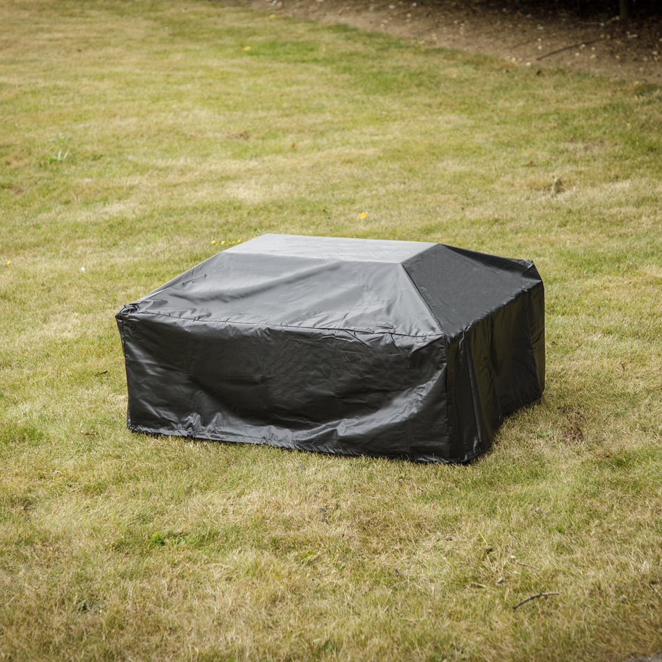 Dellonda DG239  35" Rectangular Outdoor Fire Pit, Antique Bronze Effect, Supplied with Water-Resistant Drawstring Cover