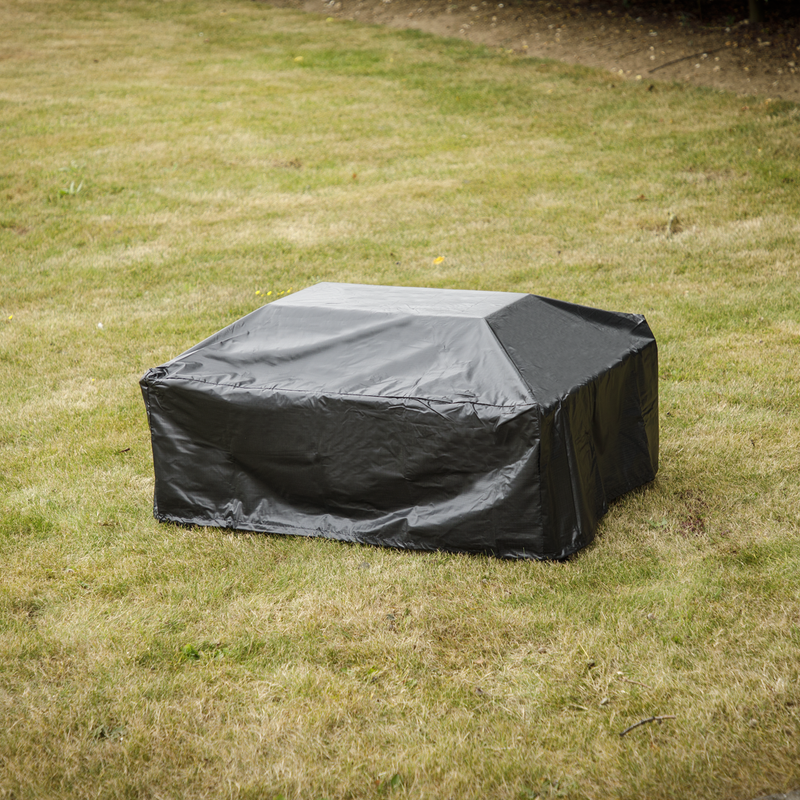 Dellonda DG239  35" Rectangular Outdoor Fire Pit, Antique Bronze Effect, Supplied with Water-Resistant Drawstring Cover