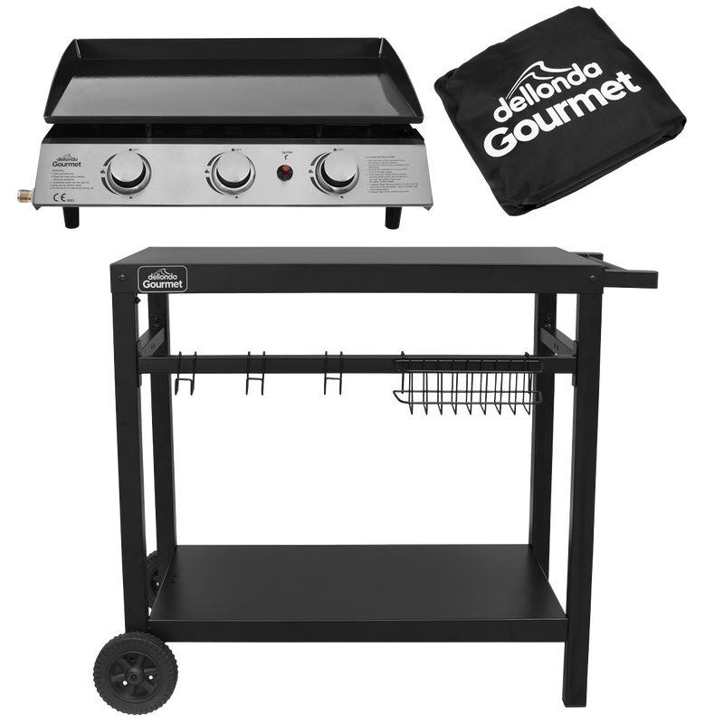 Sealey DG250 Dellonda 3 Burner Portable Gas Plancha, Cover & Trolley