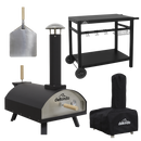 Dellonda DG258  Wood-Fired Pizza Oven, Pizza Peel, Cover & Plancha Trolley 14" - Black