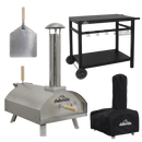 Dellonda DG259  Wood-Fired Pizza Oven, Pizza Peel, Cover & Plancha Trolley 14" - Stainless Steel