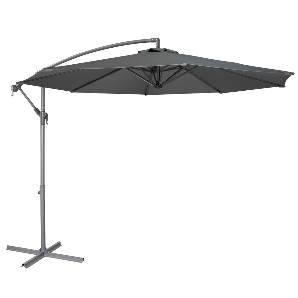 Dellonda DG264  Banana Parasol with Cover 3m - Grey