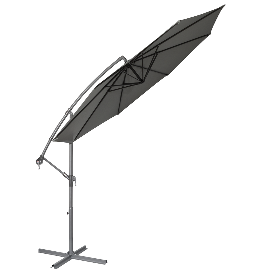 Dellonda DG264  Banana Parasol with Cover 3m - Grey