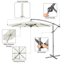 Dellonda DG265  Banana Parasol with Cover 3m - Cream