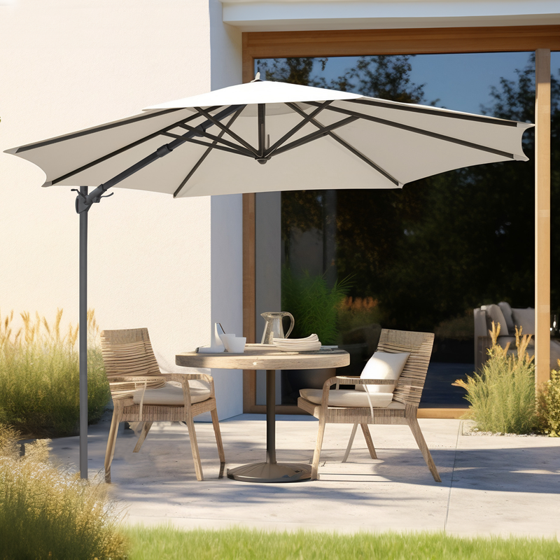 Dellonda DG268  Cantilever Parasol with 360 degree Rotation, Tilt & Cover 3m - Cream