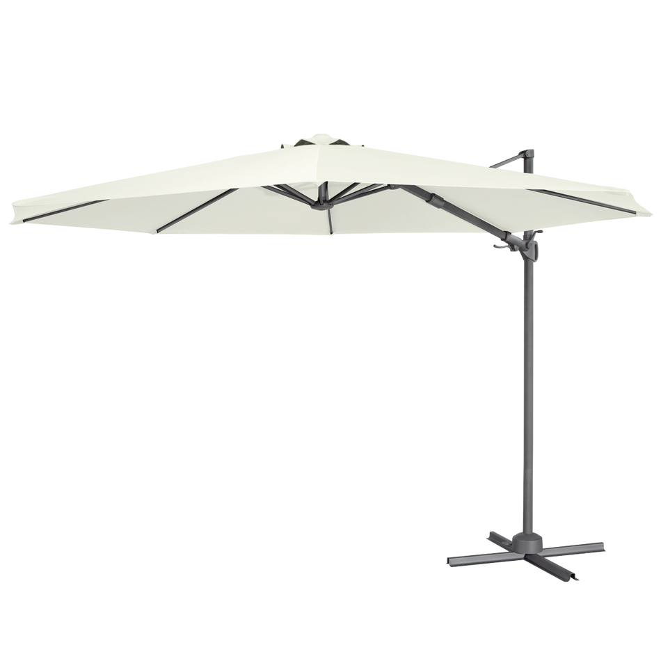 Dellonda DG268  Cantilever Parasol with 360 degree Rotation, Tilt & Cover 3m - Cream
