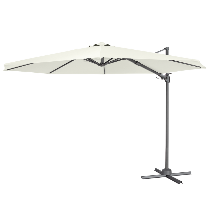 Dellonda DG268  Cantilever Parasol with 360 degree Rotation, Tilt & Cover 3m - Cream