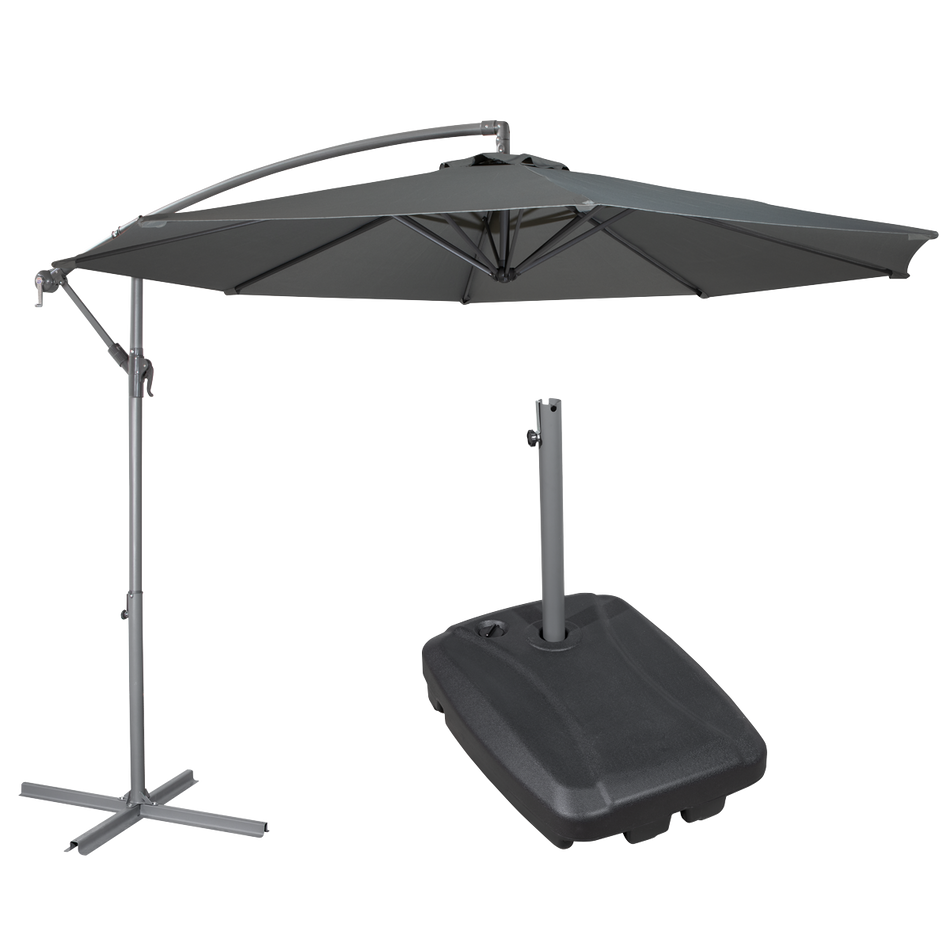 Dellonda DG270  Banana Parasol with Cover & Base 3m - Grey