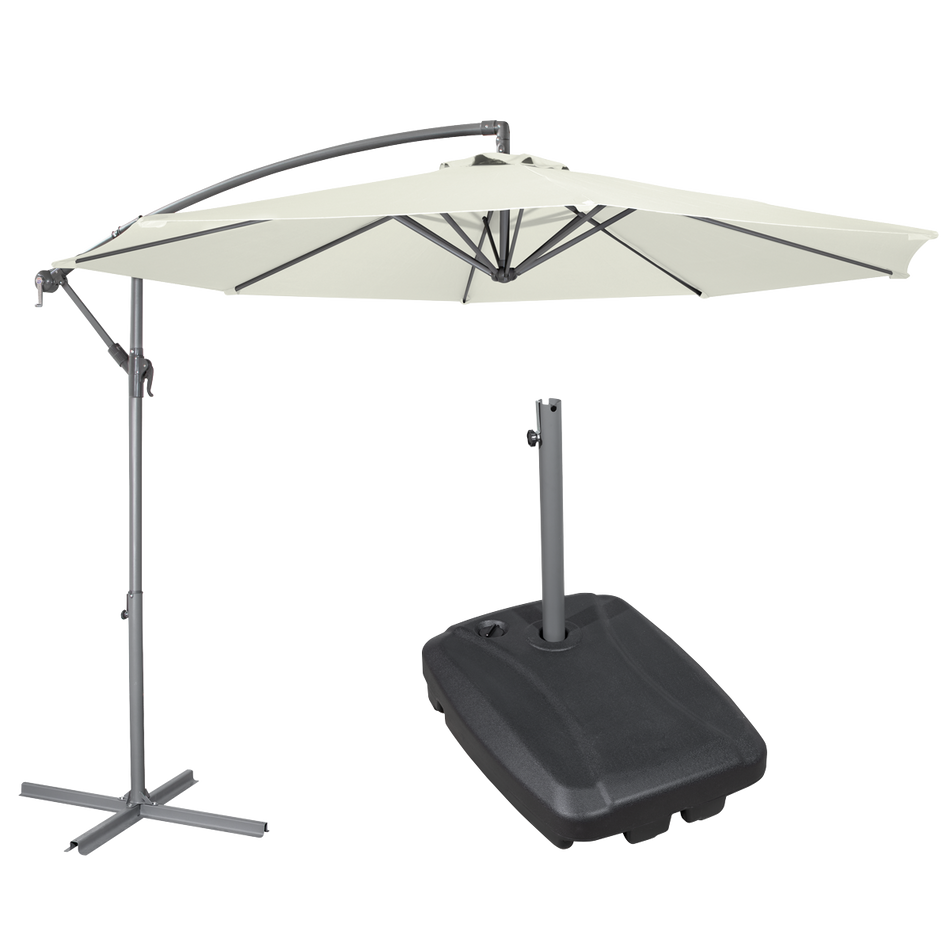 Dellonda DG271  Banana Parasol with Cover & Base 3m - Cream