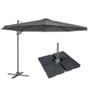 Dellonda DG272  Cantilever Parasol with 360 degree Rotation, Tilt, Cover & Base 3m - Grey