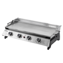 Dellonda DG277  4 Burner Stainless Steel Portable Gas Plancha with Warming Rack 10kW