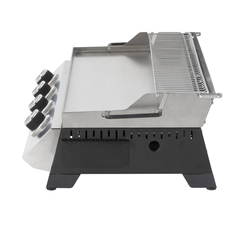 Dellonda DG277  4 Burner Stainless Steel Portable Gas Plancha with Warming Rack 10kW