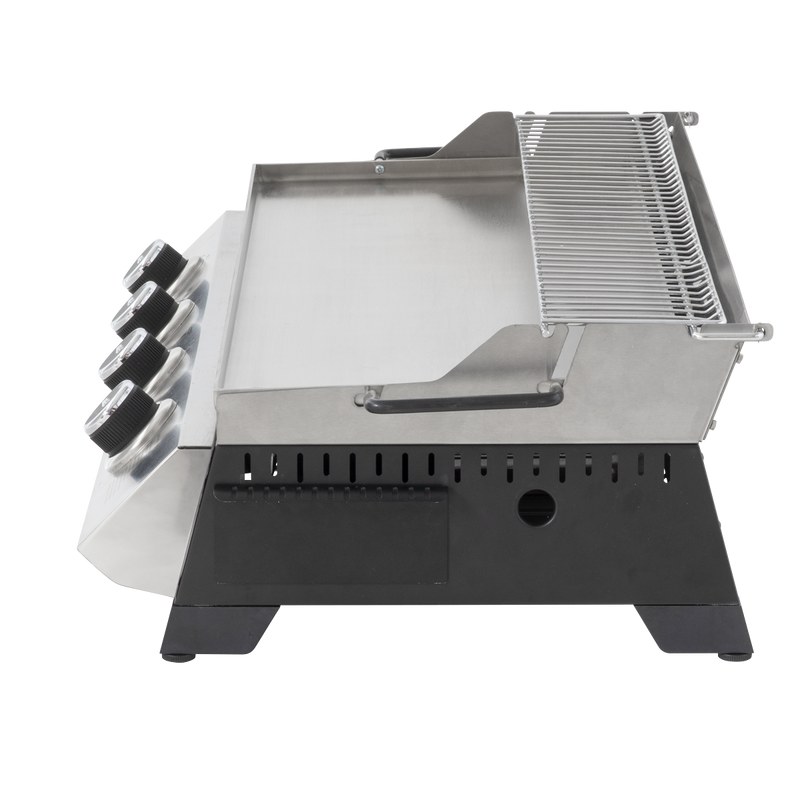 Dellonda DG277  4 Burner Stainless Steel Portable Gas Plancha with Warming Rack 10kW