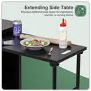 Dellonda DG282  BBQ/Plancha Workstation Trolley with Cupboard, Extension Table & Utensil Hooks, Black