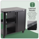 Dellonda DG282  BBQ/Plancha Workstation Trolley with Cupboard, Extension Table & Utensil Hooks, Black