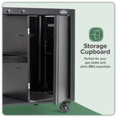 Dellonda DG282  BBQ/Plancha Workstation Trolley with Cupboard, Extension Table & Utensil Hooks, Black