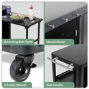 Dellonda DG282  BBQ/Plancha Workstation Trolley with Cupboard, Extension Table & Utensil Hooks, Black
