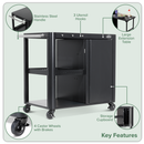 Dellonda DG282  BBQ/Plancha Workstation Trolley with Cupboard, Extension Table & Utensil Hooks, Black