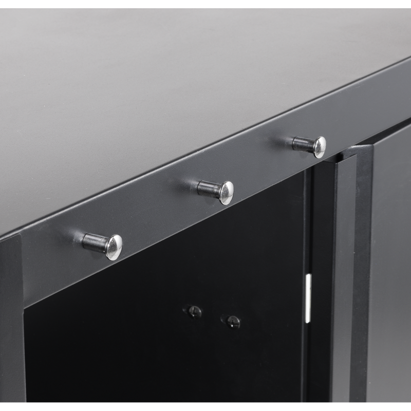Dellonda DG282  BBQ/Plancha Workstation Trolley with Cupboard, Extension Table & Utensil Hooks, Black