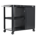 Dellonda DG282  BBQ/Plancha Workstation Trolley with Cupboard, Extension Table & Utensil Hooks, Black