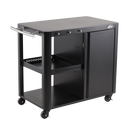Dellonda DG282  BBQ/Plancha Workstation Trolley with Cupboard, Extension Table & Utensil Hooks, Black