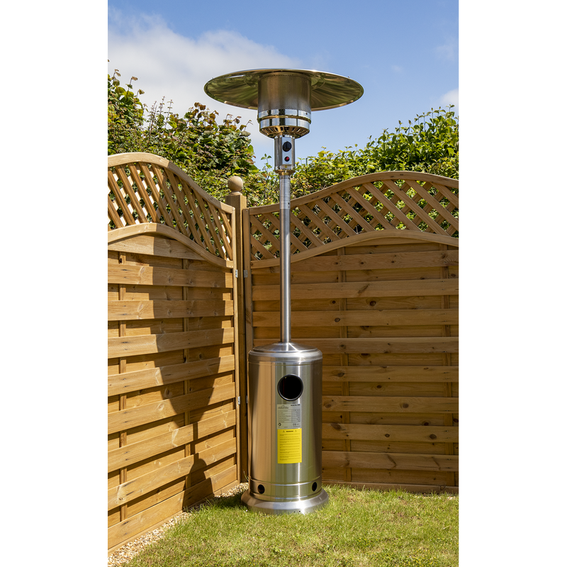 Sealey DG2 Dellonda 13kW Stainless Steel Commercial Gas Outdoor Garden Patio Heater, Wheels