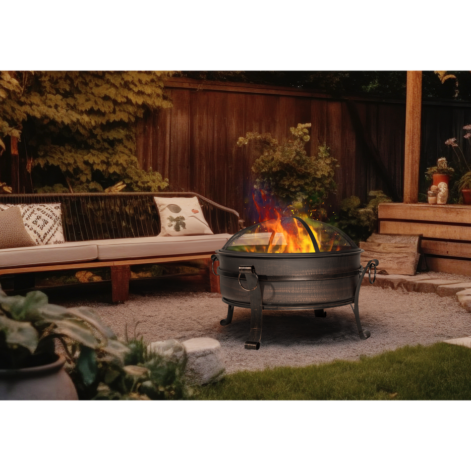 Dellonda DG42  30" Deluxe 2-in-1 Outdoor Fire Pit & Coffee Table Antique Bronze Effect