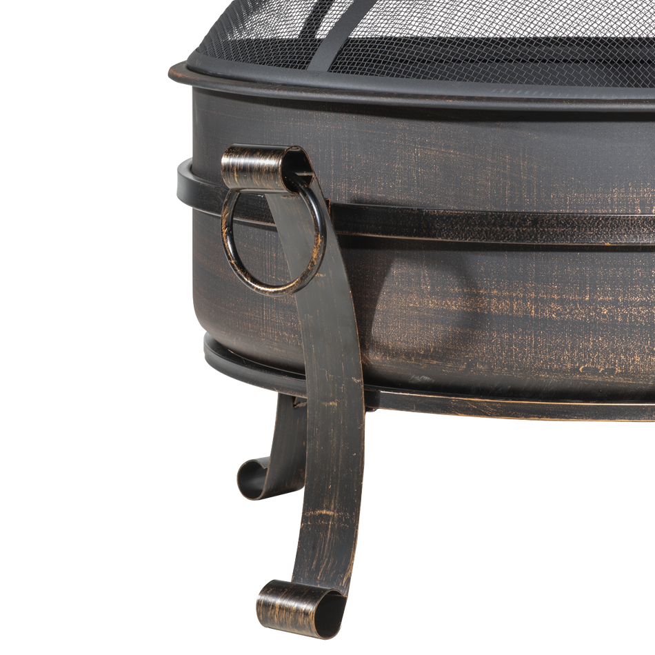 Dellonda DG42  30" Deluxe 2-in-1 Outdoor Fire Pit & Coffee Table Antique Bronze Effect