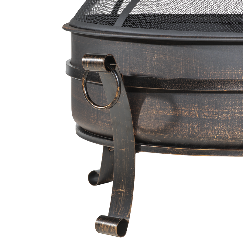 Dellonda DG42  30" Deluxe 2-in-1 Outdoor Fire Pit & Coffee Table Antique Bronze Effect