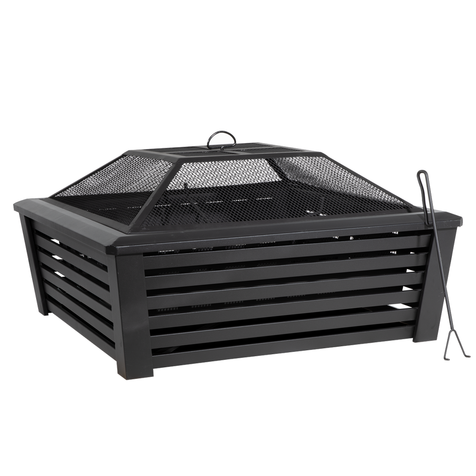 Dellonda DG43  35" Square Outdoor Fire Pit, Black