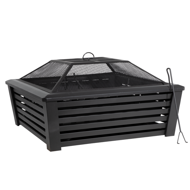 Dellonda DG43  35" Square Outdoor Fire Pit, Black
