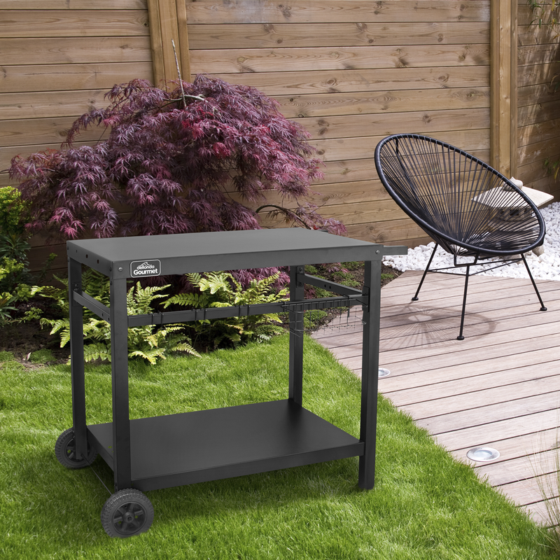 Dellonda DG45  Plancha Trolley with Utensil Holder - Black