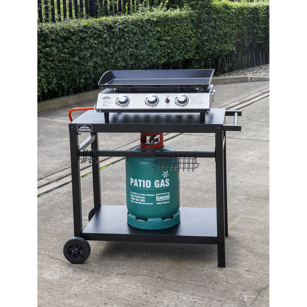 Dellonda DG45  Plancha Trolley with Utensil Holder - Black