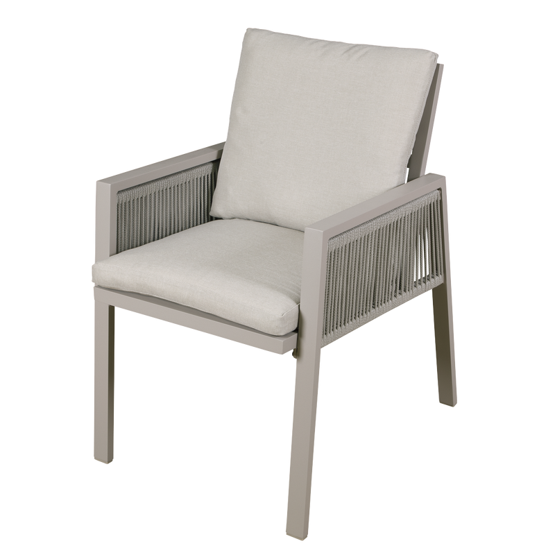 Dellonda DG49  Fusion Garden/Patio Dining Chairs with Armrests 6pc - Light Grey