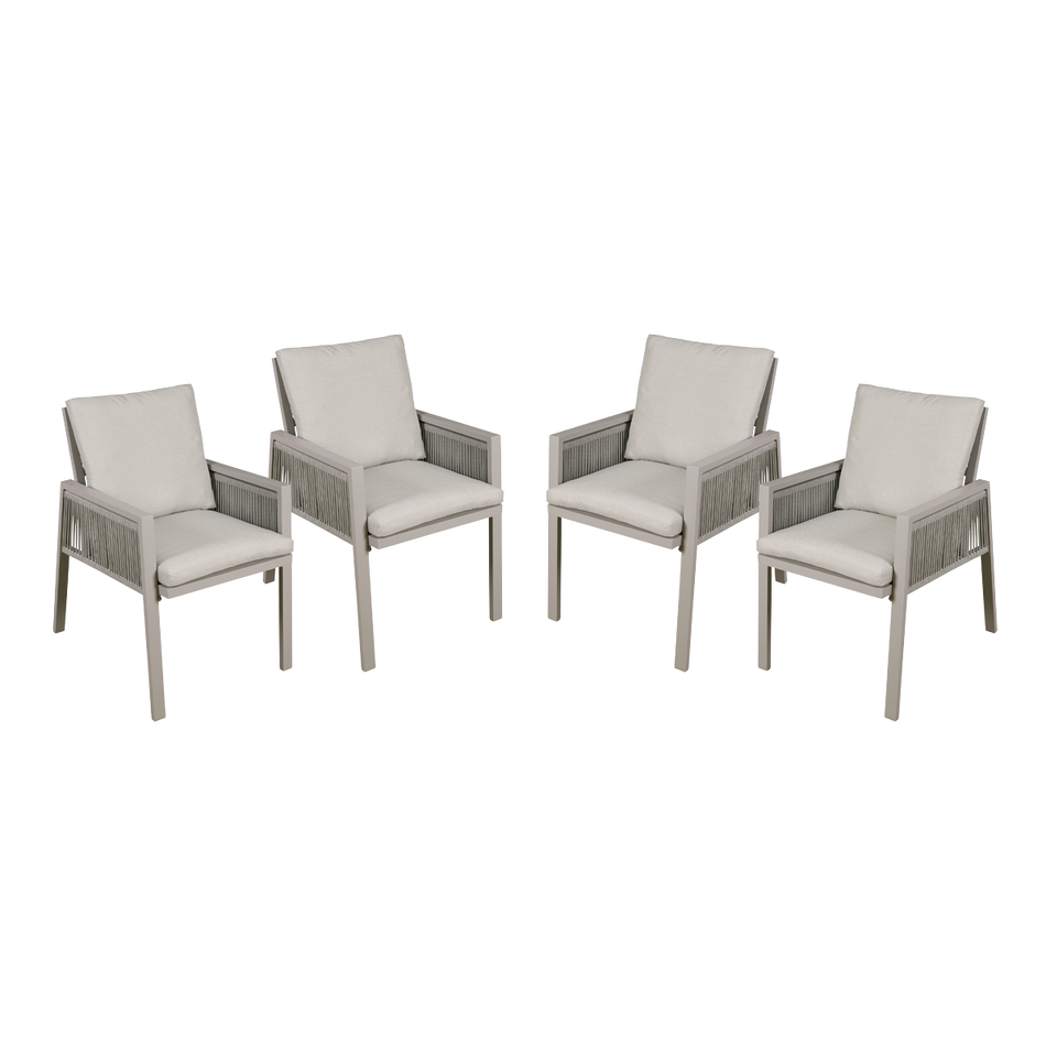 Dellonda DG50  Fusion Garden/Patio Dining Chairs with Armrests 4pc - Light Grey