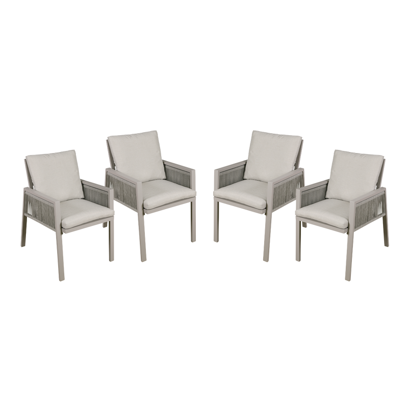 Dellonda DG50  Fusion Garden/Patio Dining Chairs with Armrests 4pc - Light Grey