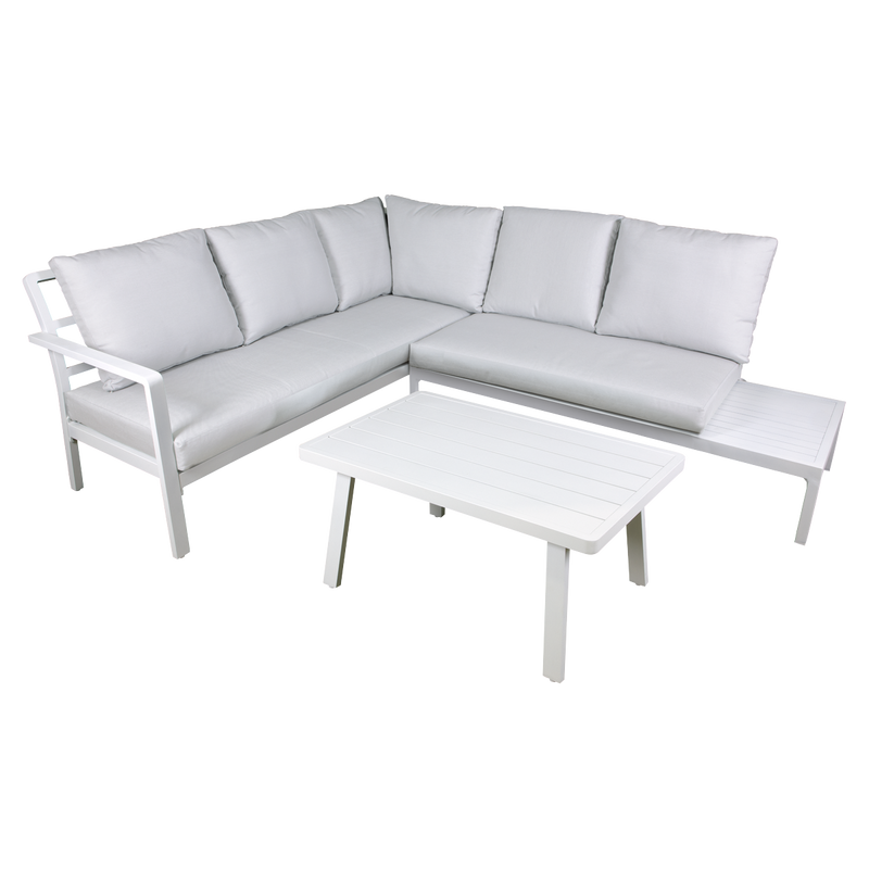 Dellonda DG53  Kyoto Aluminium Outdoor Corner Sofa & Coffee Table Set 3pc