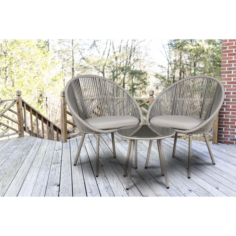 Dellonda DG55  Como Steel Bistro Set with Tempered Glass Tabletop 3pc