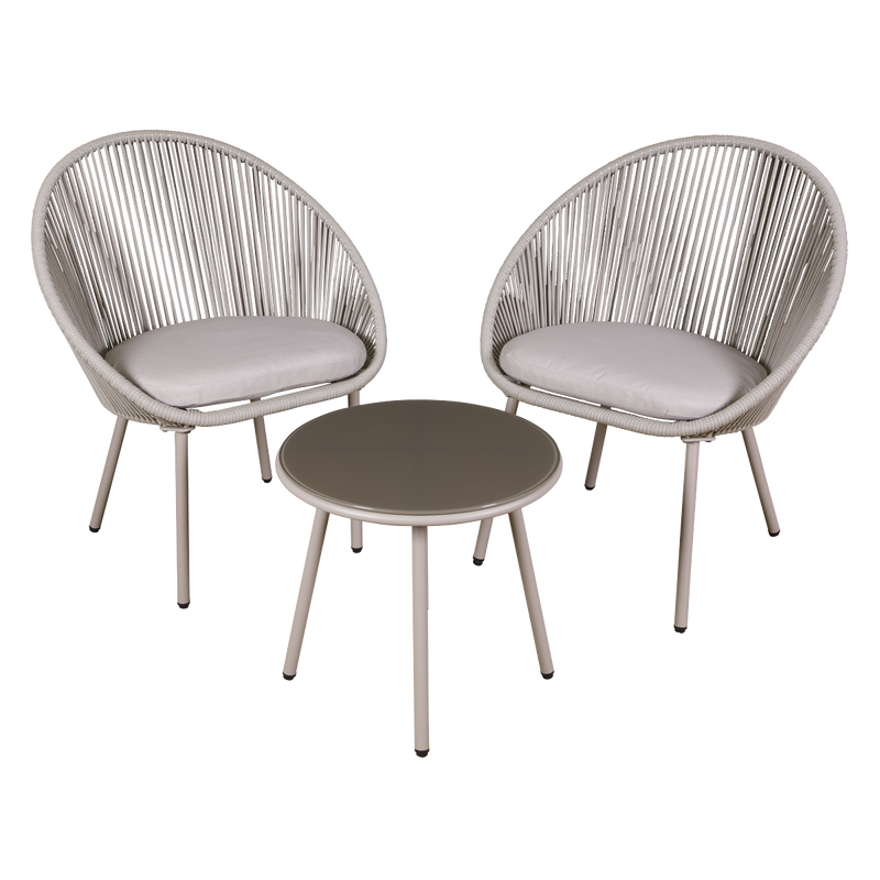 Dellonda DG55  Como Steel Bistro Set with Tempered Glass Tabletop 3pc
