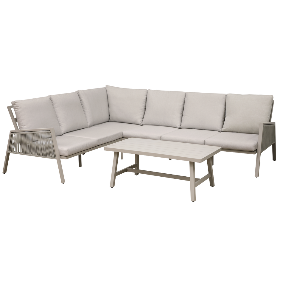 Dellonda DG57  Fusion Aluminium Outdoor Corner Sofa & Coffee Table Set 4pc